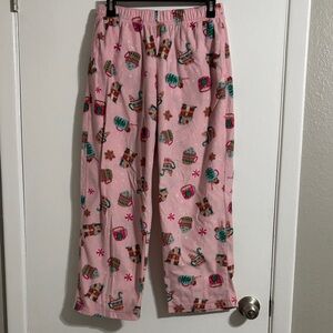 Pink gingerbread cocoa mug holiday pajama pants
